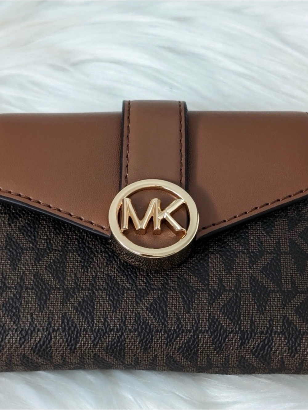 Michael Kors Brown and Dark Brown Logo Continental Wallet